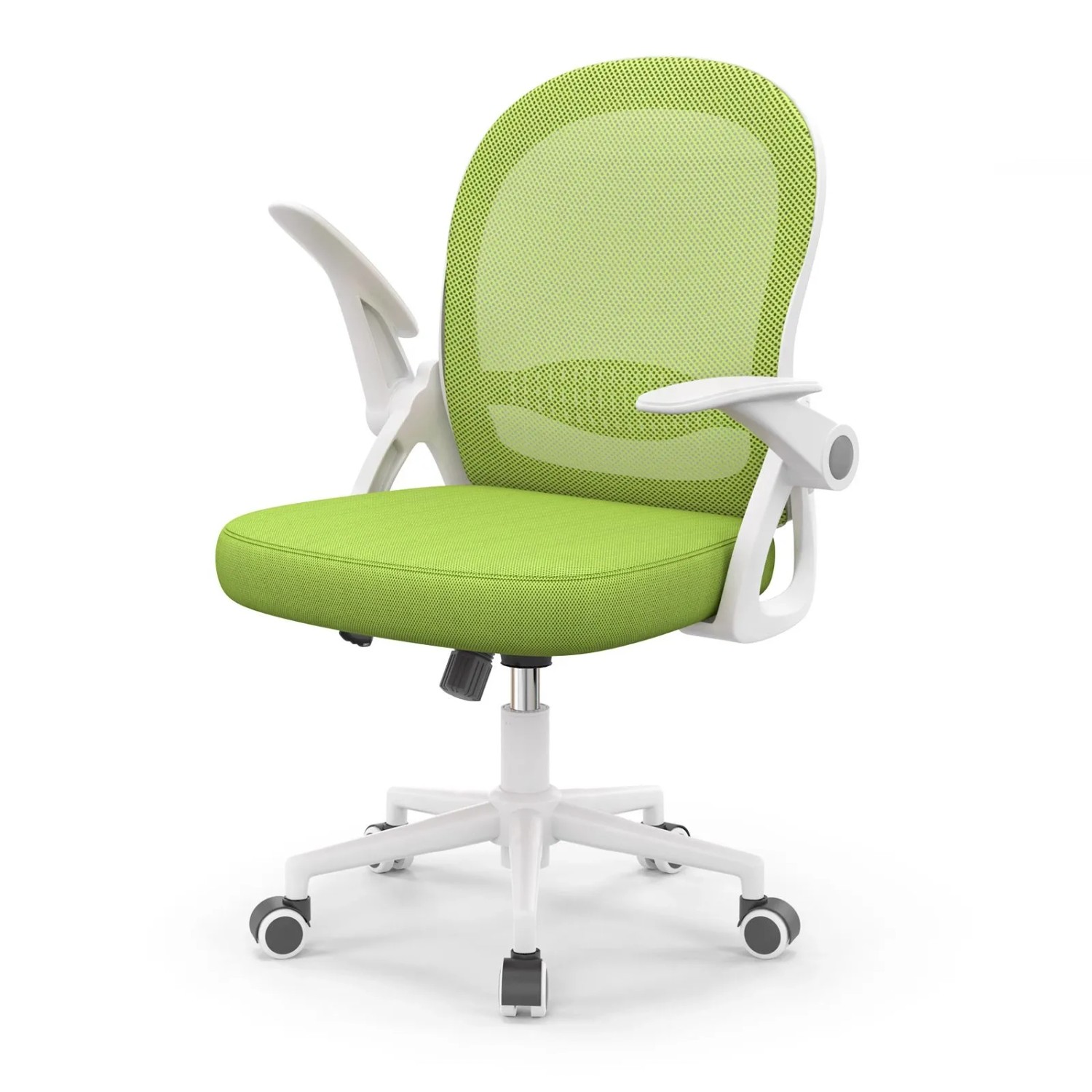 Rattantree Ergonomischer Drehstuhl mit Netzrücken Klapparmlehnen Höhenverstellbar Grün