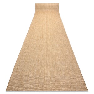 Beiger Sisal-Läufer Sion, flach gewebt, teilweise aufgerollt. Robuster Teppich für Innen- und Außenbereich.