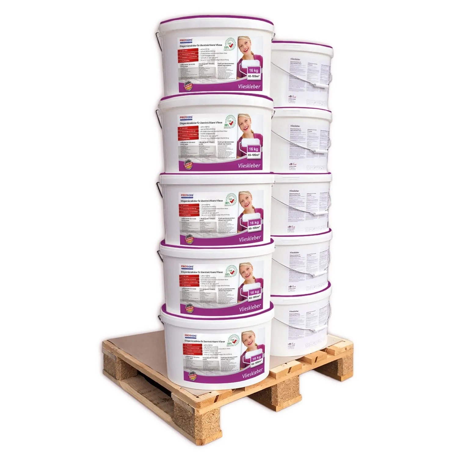 PROFHOME Vlieskleber Fertig-Kleber für Malervlies Renoviervlies 160kg max 1050qm 160 kg Weiß