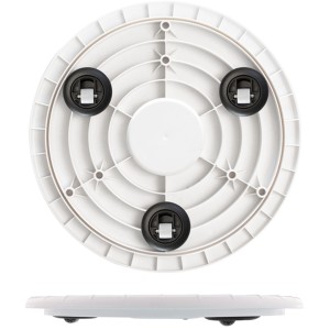 Weißer Wagner Pflanzenroller Ultraflat Ø 30 cm mit drei Rollen für den Innen- und Außenbereich.