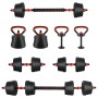 vidaXL 4-in-1 Hantelset 20kg: Kurzhantel, Langhantel & Kettlebell für dein Fitness-Workout.