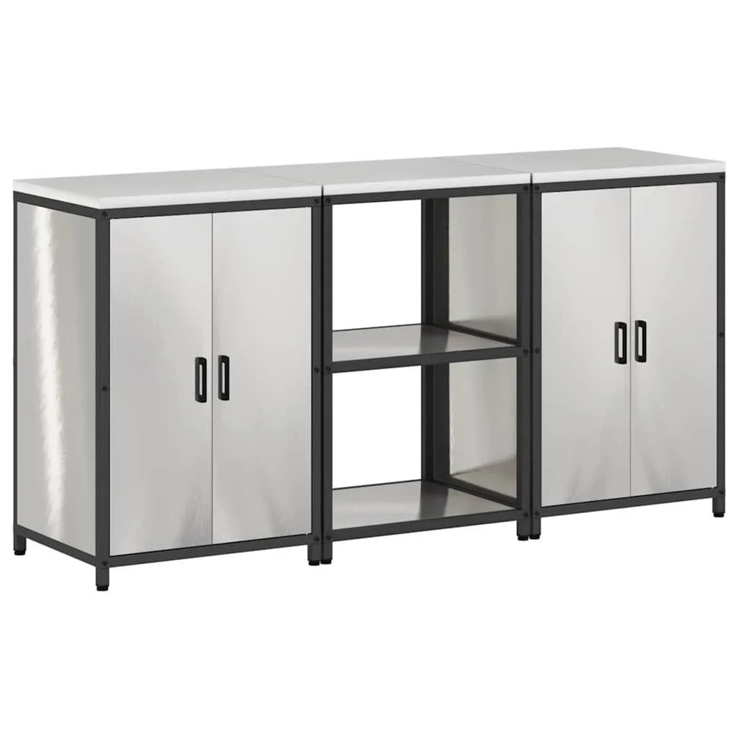 vidaXL Aufbewahrungsset für die Küche mit Regal 3 Stk Silber Edelstahl 3392 günstig online kaufen