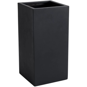 Anthrazitfarbener Vivanno Pflanzkübel Block, 30x30x60 cm, aus Fiberglas.