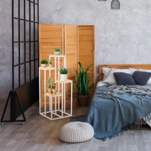 Relaxdays Blumentreppe Stahl MDF Weiß Hellbraun mit 4 Ablagen 100 cm x 40 cm x 40 cm 5 kg