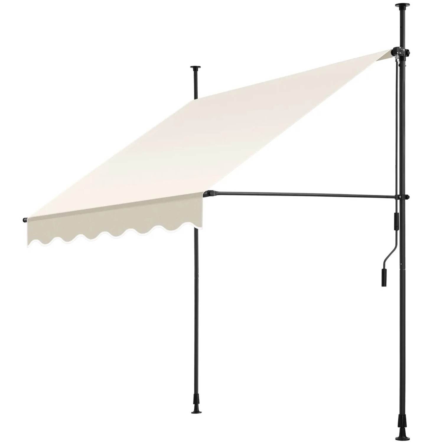 Tectake Klemmmarkise Mit Handkurbel Uv Beständig 150 X 180 Cm 180 X 150 X 304 Cm Beige