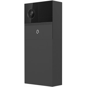 Link2Home WiFi Video Türsprechanlage in Silber, mit Kamera und Klingel-Symbol.