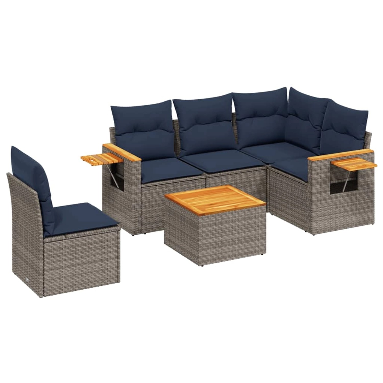 vidaXL 6-Tlg Garten-Sofagarnitur mit Kissen Grau Poly Rattan 3226824 günstig online kaufen