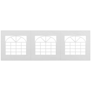 Outsunny Partyzelt Seitenwand, weiße Kunststoffplane mit drei Fenster-Motiven.