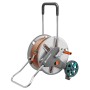 Gardena Cleverroll L Schlauchwagen-Set mit 40m Schlauch, Schlauchwagen mit grau-silberner Trommel und orangefarbenem Schlauch.