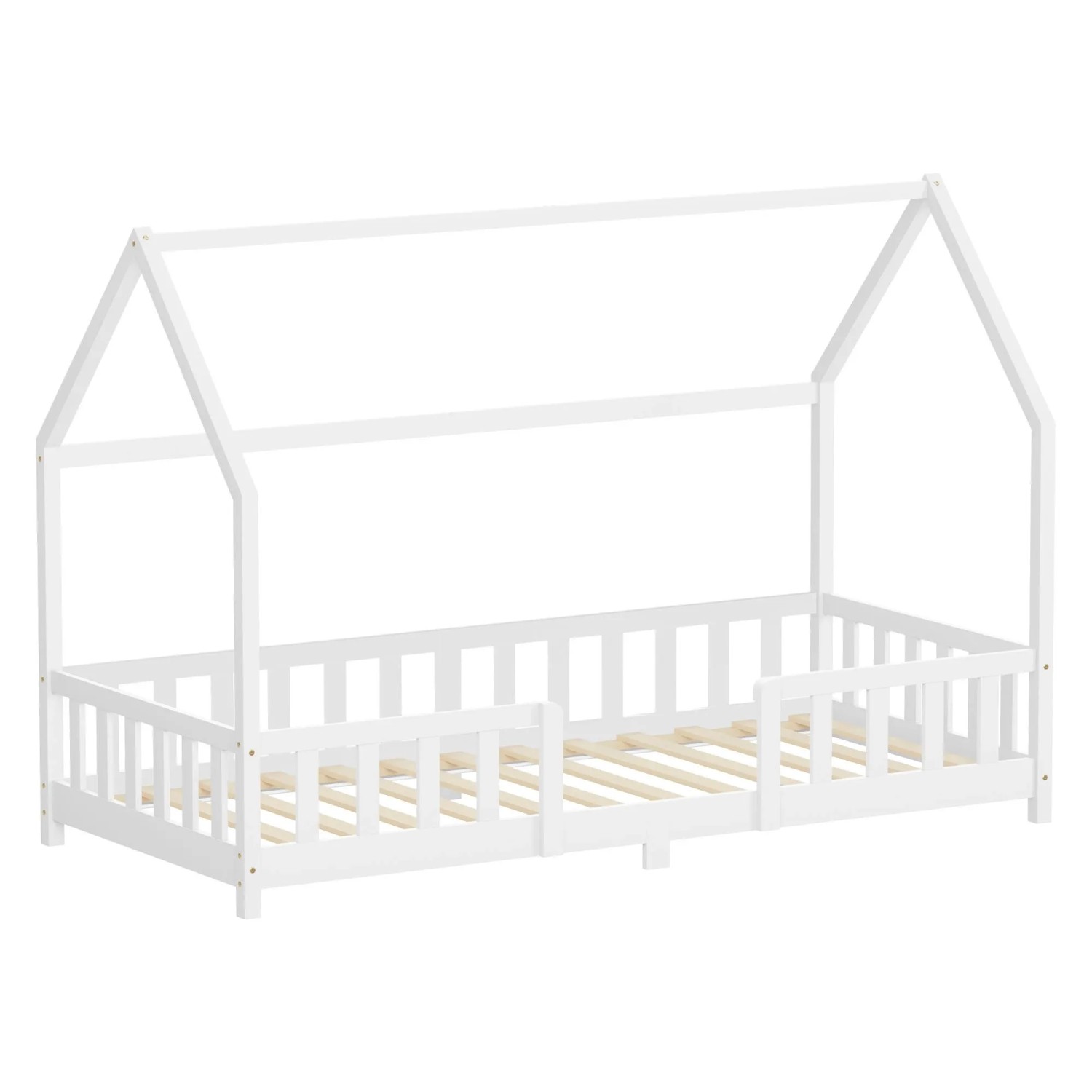 ML-Design Kinderbett 90x200 cm mit Rausfallschutz Weiß aus Kiefernholz