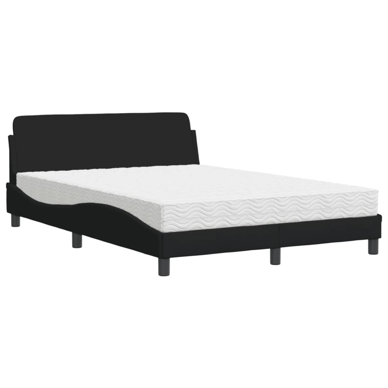 vidaXL Bett mit Matratze Schwarz 140x200 cm Stoff2007501