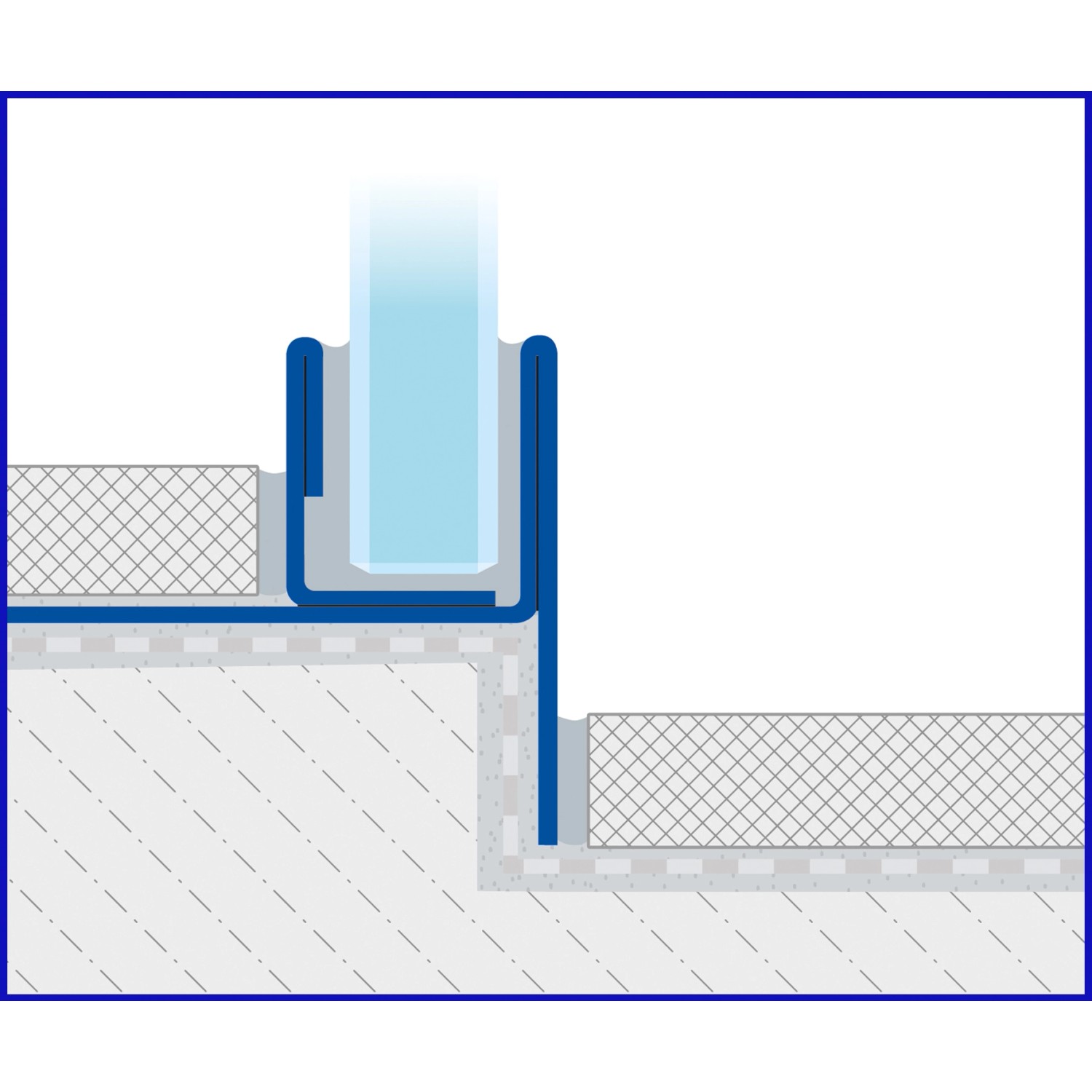 Dural Glas-Gefällekeil Shower-GK Links, 98cm, zur Glasaufnahme am Boden. Detailansicht.