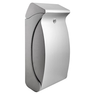 Burg Wächter Briefkasten Swing 4906, silberner Kunststoff-Briefkasten für DIN C4, modernes Design.