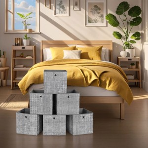 Songmics Aufbewahrungsbox-Set 30 x 30 x 30 cm Grau 6-teilig