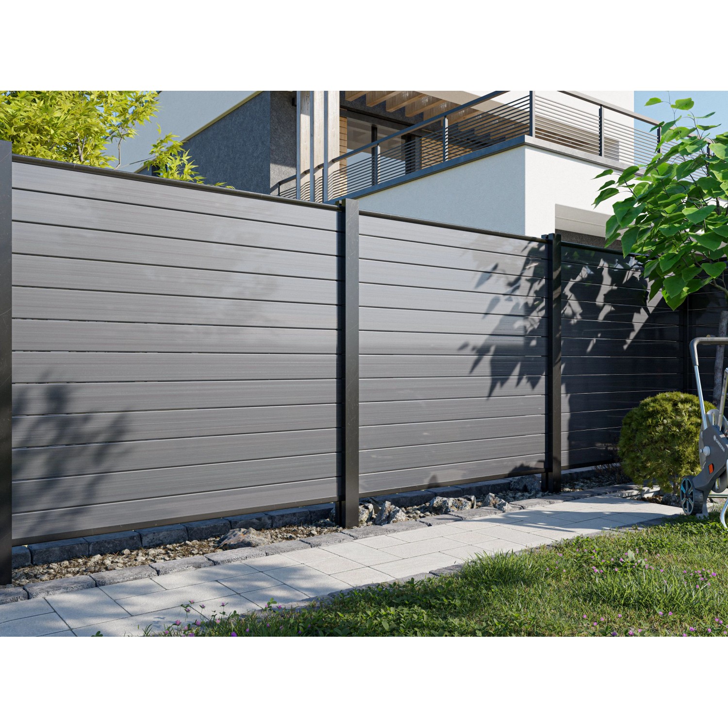 Outgarden PVC Sichtschutzzaun Anthrazit 180x180 cm Steckzaun