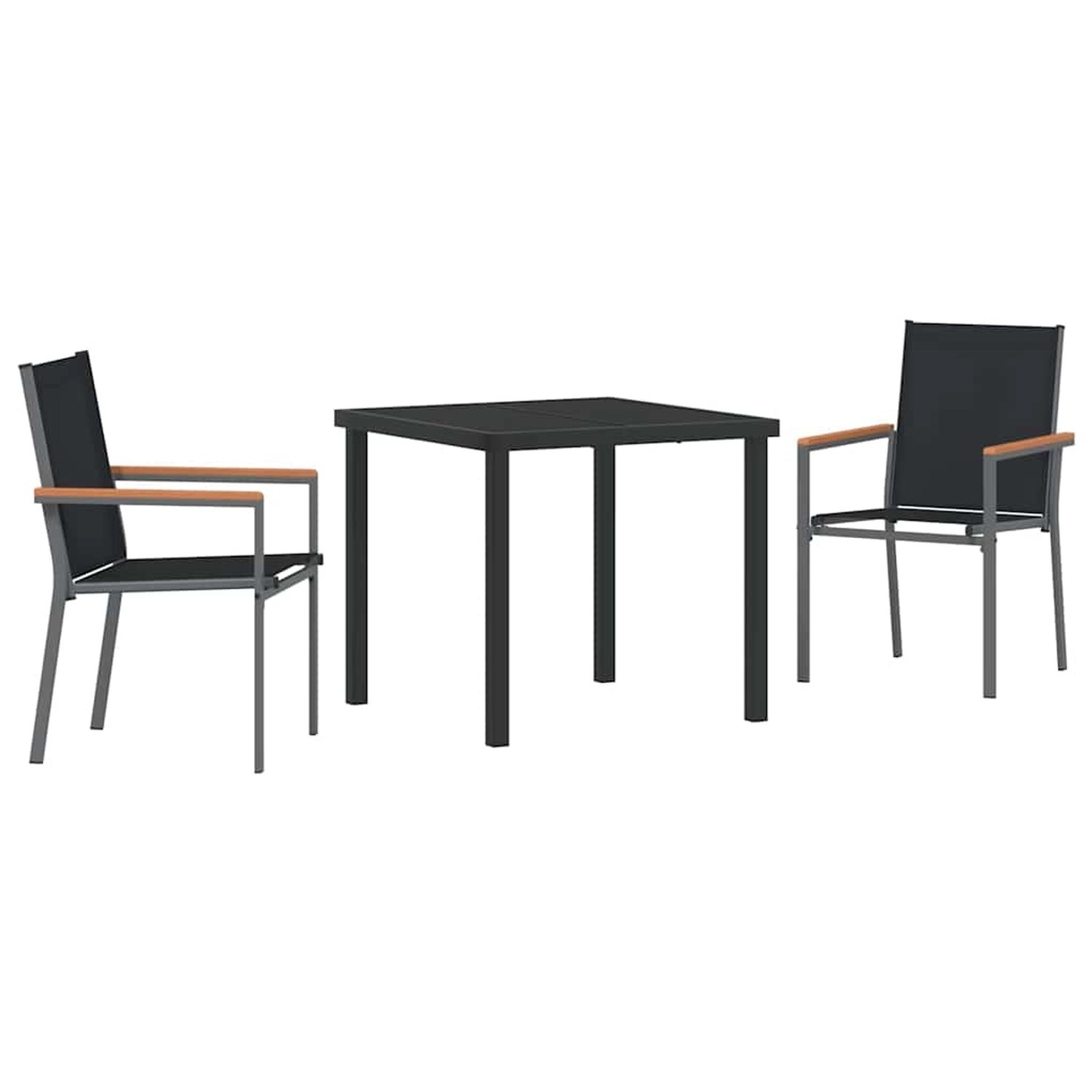 vidaXL 3-Teilige Garten-Essgruppe in Schwarz aus Textilene und Stahl 337908 günstig online kaufen