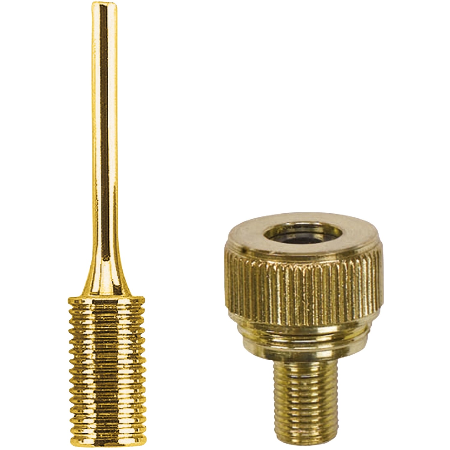 Einhell Druckluft Zubehör Set, 10-teilig: Detailaufnahme von zwei goldenen Adaptern.