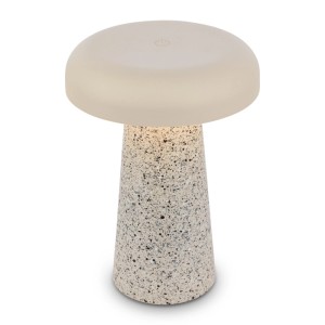 Brilo Akku Tischleuchte Cloud, dimmbar, Travertin/Warmgrau. Design-Tischlampe mit Touchfunktion.