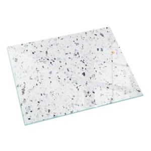 Tulup Glasplatte für Kamin Steinmuster mit Partikeln Funkenschutzplatte aus Glas Rechteck 120x80 cm Weiß Glasplatte für Kamin Glasplatte für Öfen