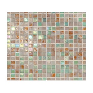 2-teilige Glas Herdabdeckplatte mit grünem Fliesenmuster, je 30x52 cm. Auch als Schneidebrett nutzbar.