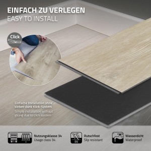 ML-Design Vinylboden Eiche Braun, Klick-System für einfache Verlegung im Innenraum.