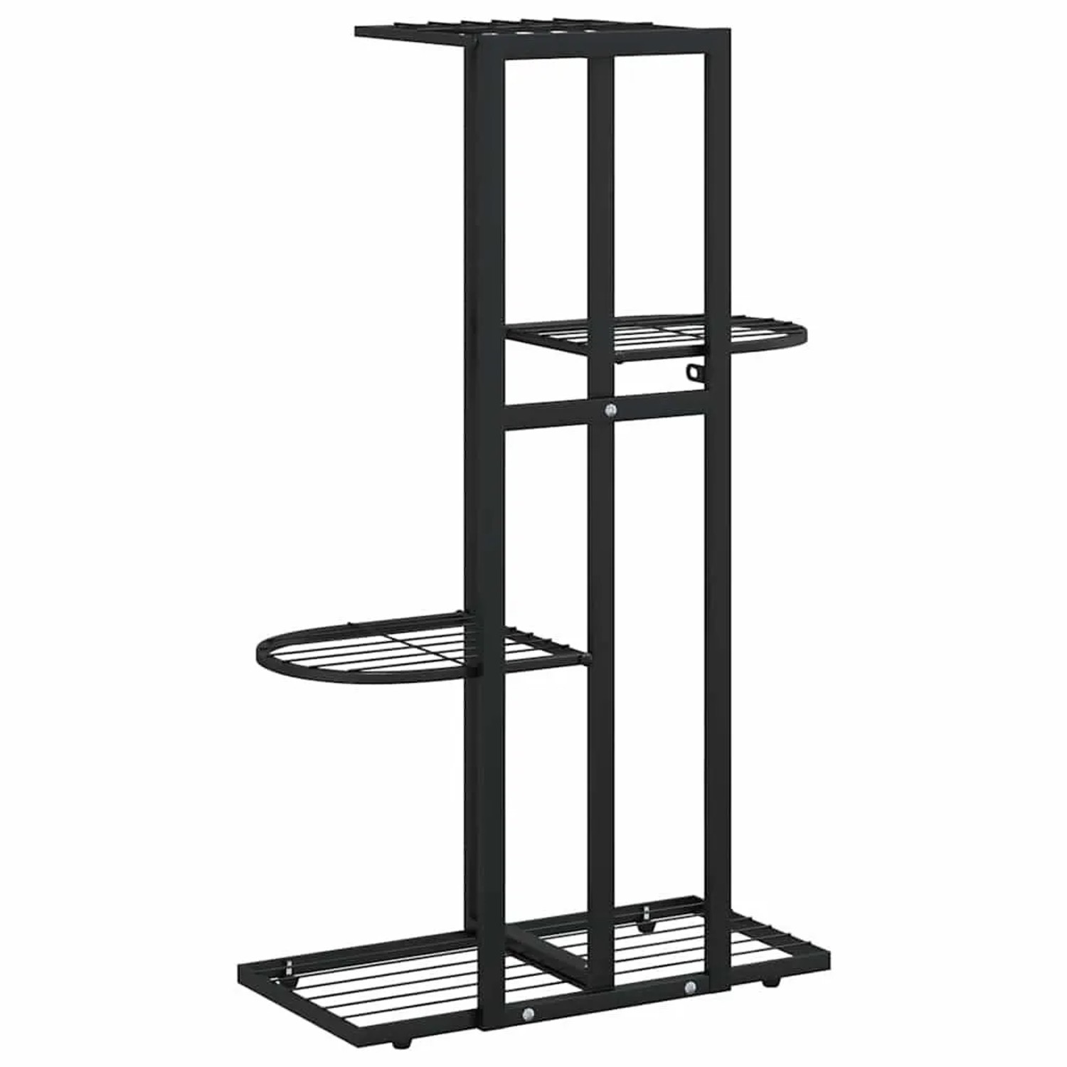 Schwarzer vidaXL Blumenständer mit 4 Etagen aus Metall, 43x22x76 cm.