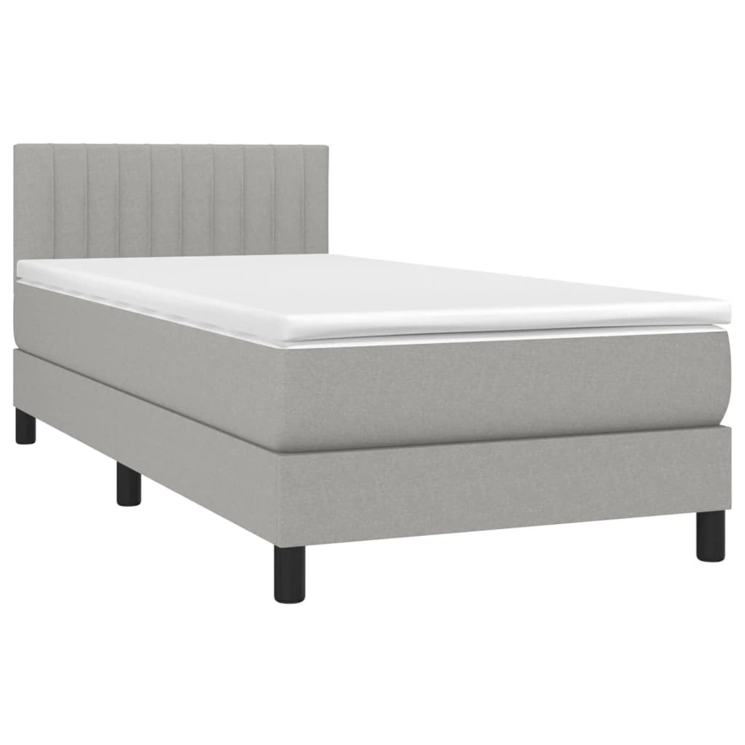 vidaXL Boxspringbett mit Matratze & LED Hellgrau 100x200 cm Stoff 3133293