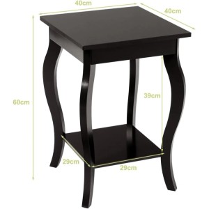Brauner Nachttisch 40x40x60 cm mit offener Ablage und elegant geschwungenen Beinen. Ideal als Sofatisch.