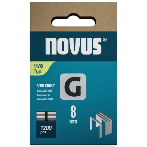 Novus Flachdrahtklammern G 11, 8 mm, 1200 Stück, verzinkt für Tacker.