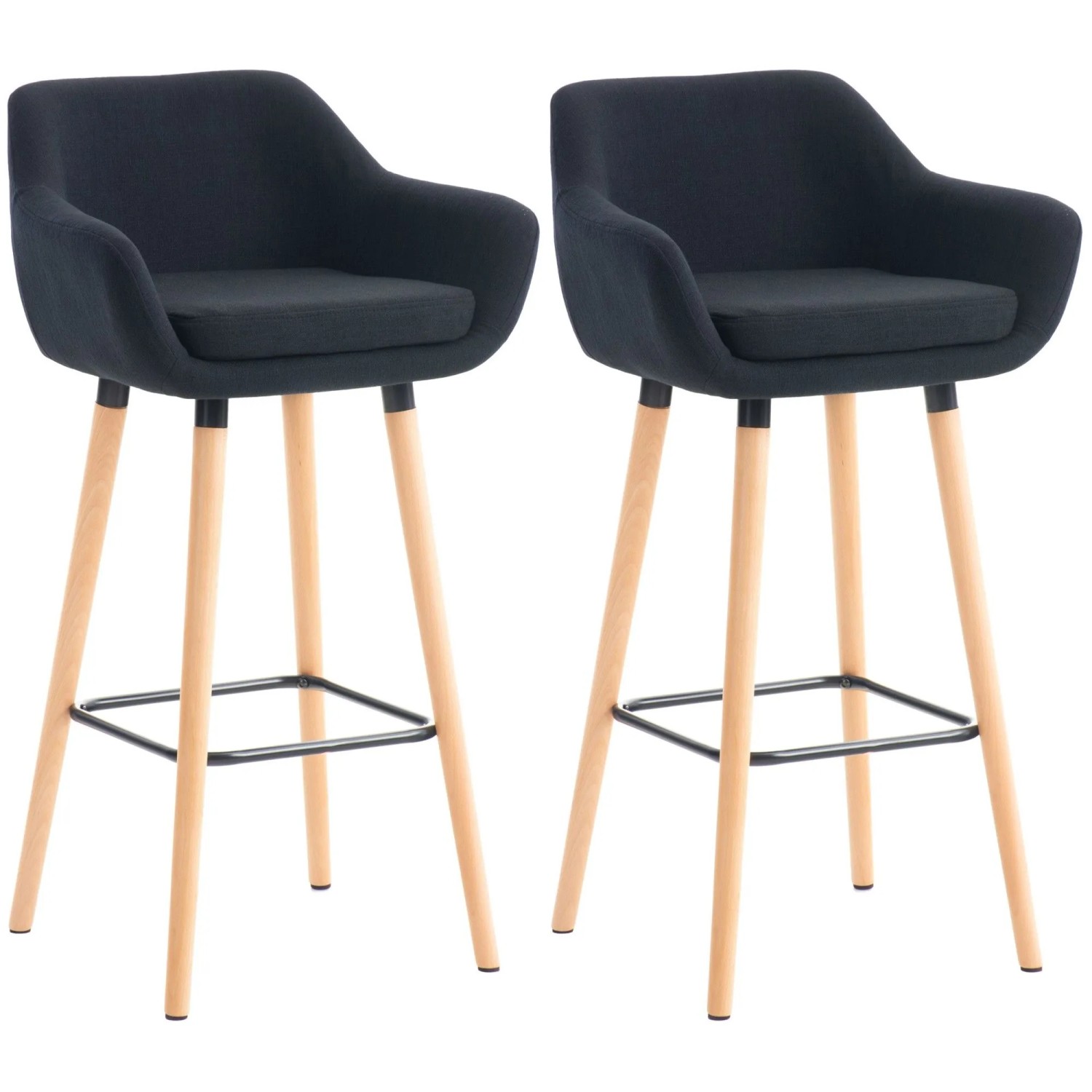 DELUKE Barhocker 2er Set Mit Lehne Schwarz VILO Stoffbezug 99x55x46cm Barhocker Mit Lehne Tresenhocker Barstuhl Thekenhocker