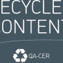 Symbol für Recycling-Inhalt mit QA-CER Logo.