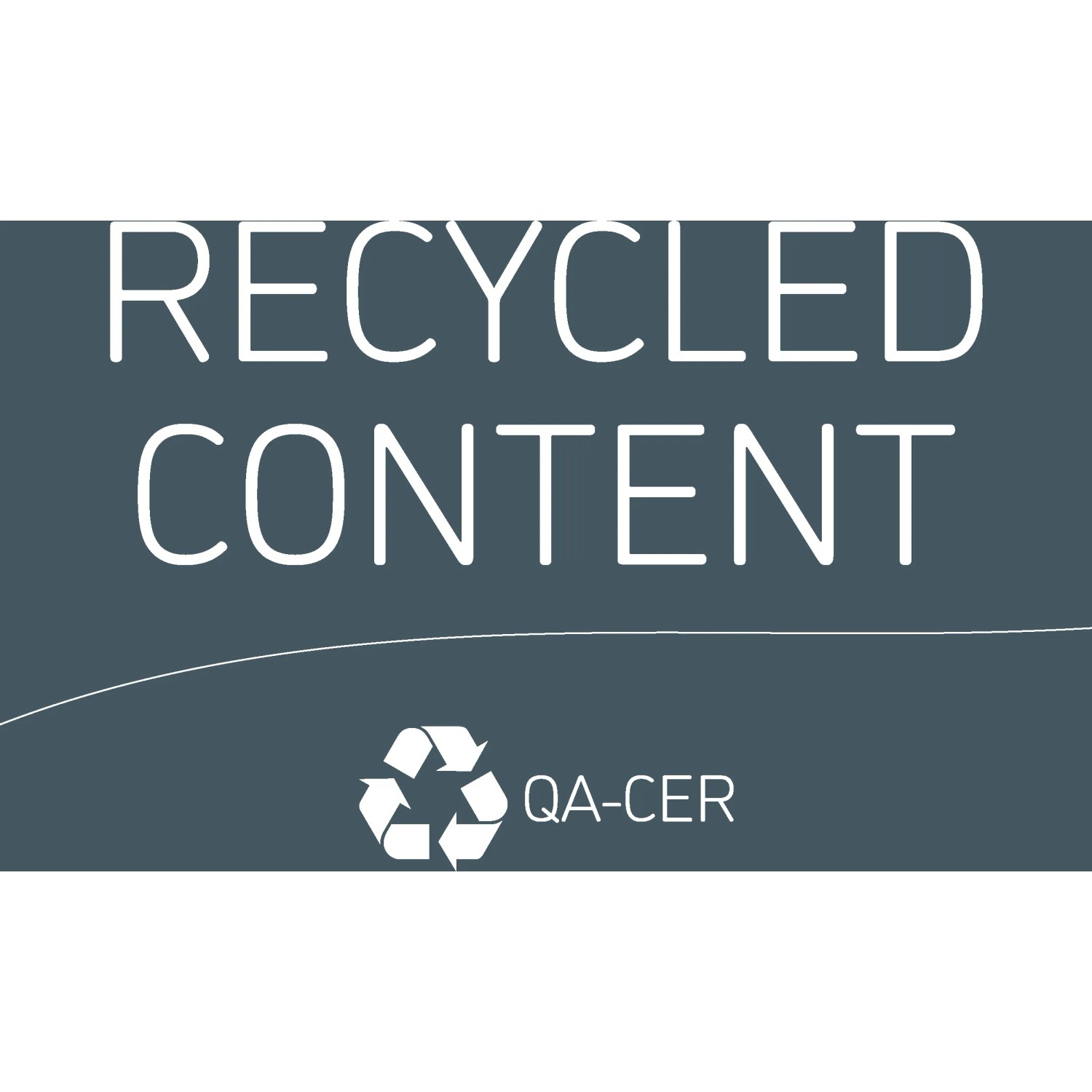 Symbol für Recycling-Inhalt mit QA-CER Logo.