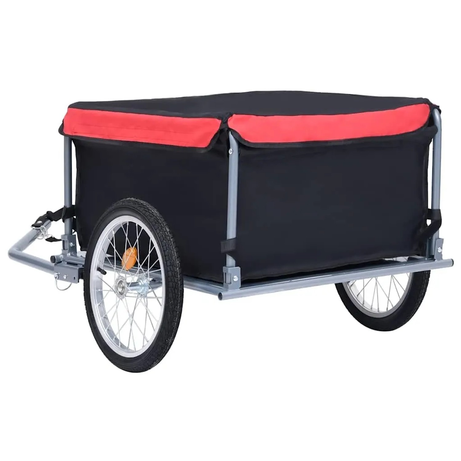 DELUKE Fahrrad Lastenanhänger FARI, schwarz-rot, bis 65kg, klappbar, für Transporte.