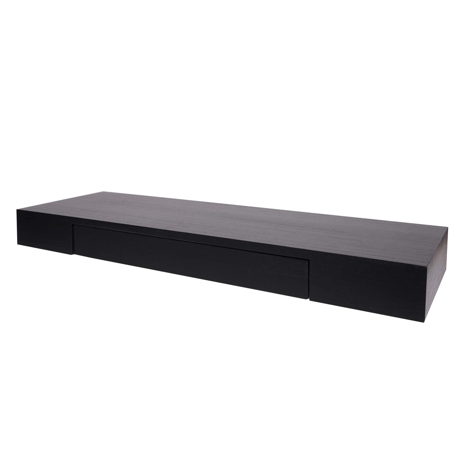 BERLINLODGE Wandregal HxBxT 8x80x25cm Schublade Massiv-Holz Schwarz Schwebe günstig online kaufen