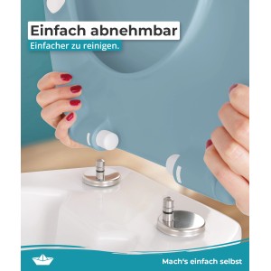 Calmwaters WC-Sitz Premium Bermuda-Blau, abnehmbar zur Reinigung.
