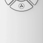 Fernbedienung für Cool Air TV 70-85 Ventilator, weiß mit runden Tasten für Licht, Timer, Drehung und Gebläse.