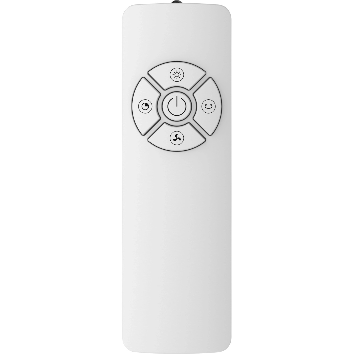 Fernbedienung für Cool Air TV 70-85 Ventilator, weiß mit runden Tasten für Licht, Timer, Drehung und Gebläse.
