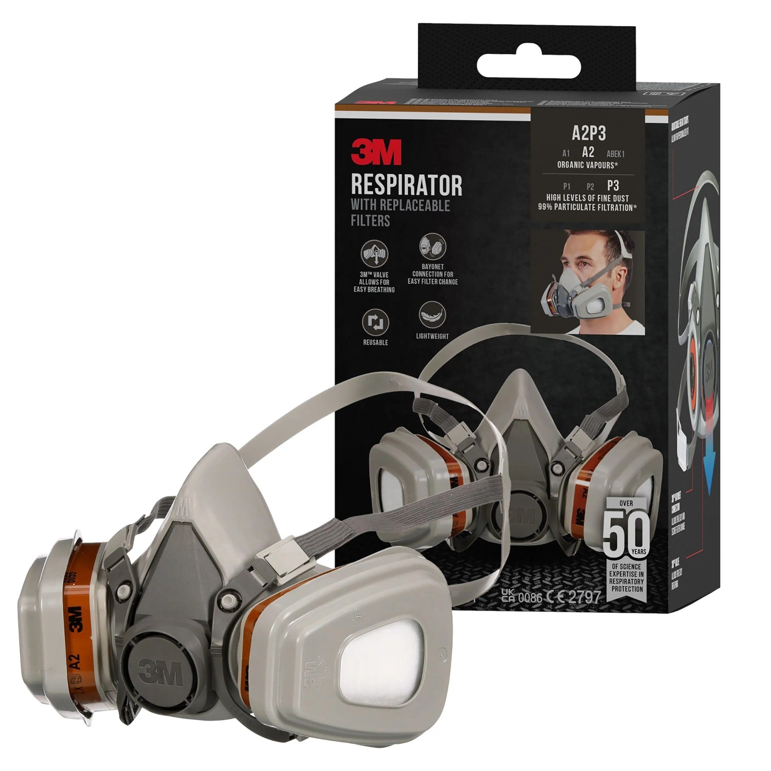 3M Maske 6002 A2P3 Grau 1 Set