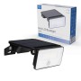 Schwarze LED Solar-Außenleuchte mit Sensor, 1000 Lumen, zur Wandmontage.