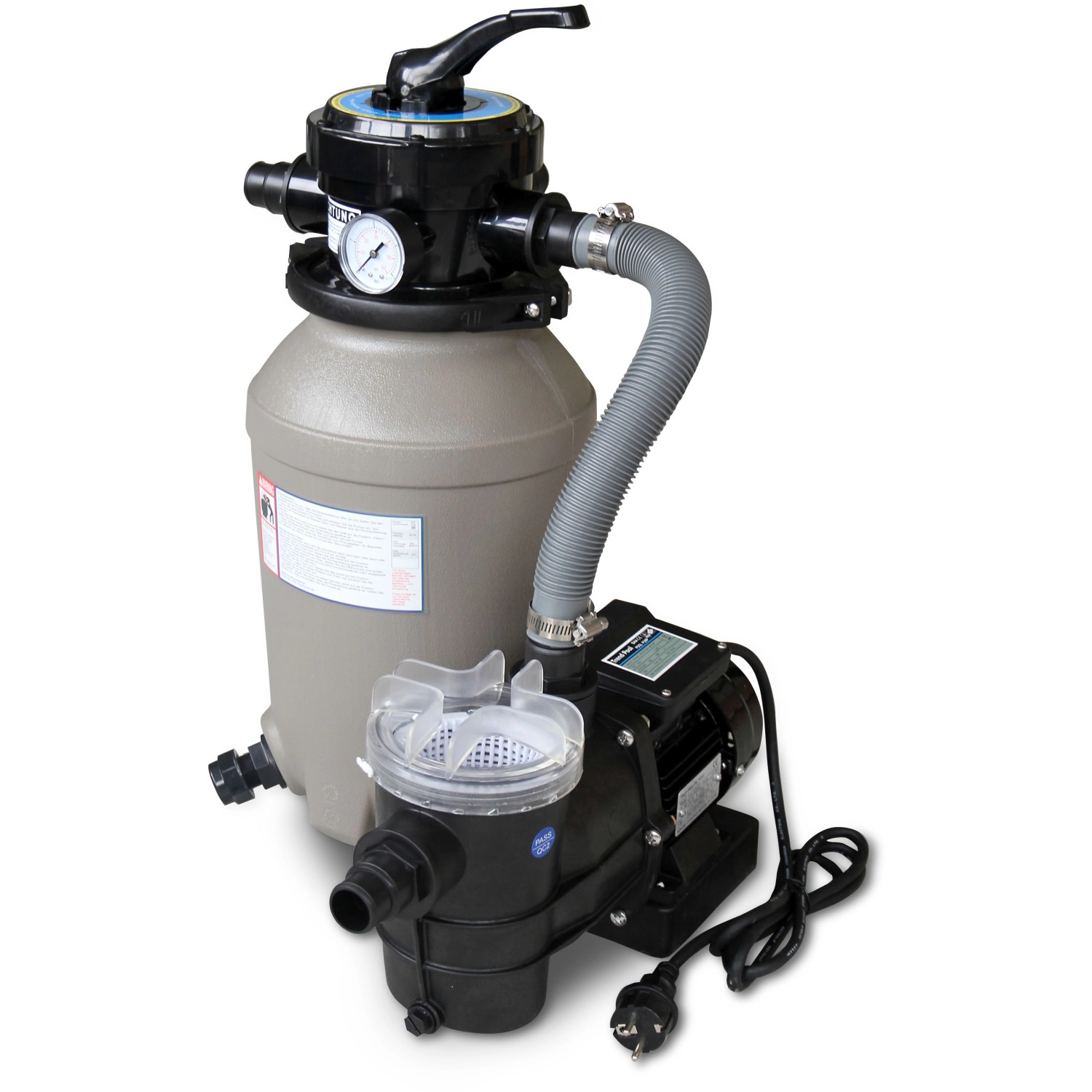 Sandfilteranlage für Karibu Pool, zur Reinigung des Poolwassers. Filterpaket klein.