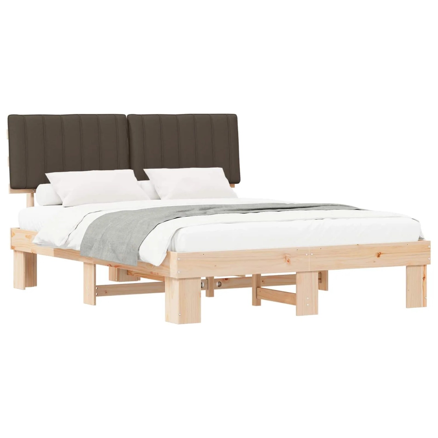 vidaXL Bettgestell mit Gepolstertem Kopfteil Taupe 160 x 200 cm 877477 günstig online kaufen