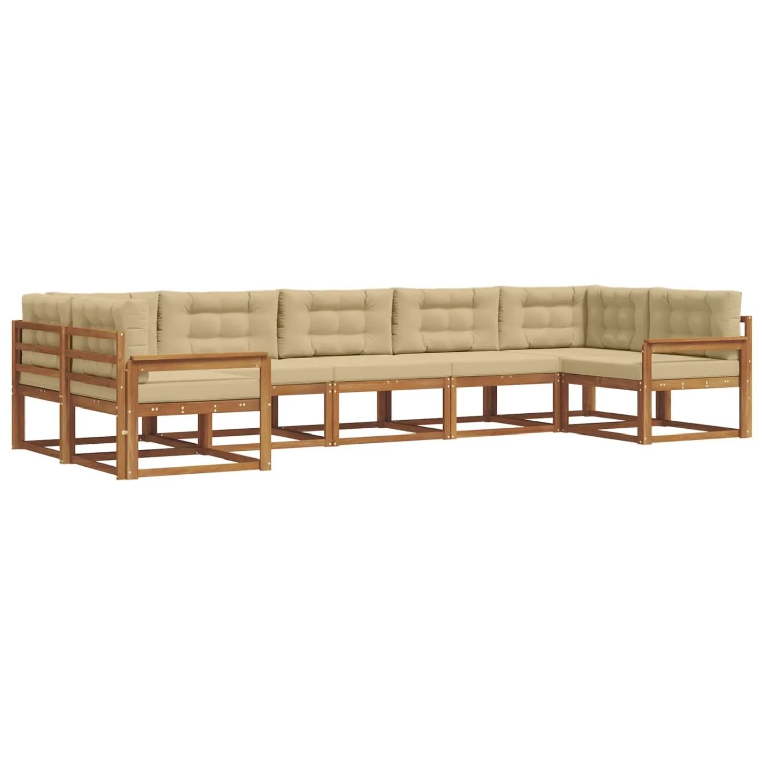 vidaXL Outdoor-Sofagarnitur mit Kissen 7-Tlg Natur und Beige 3368096