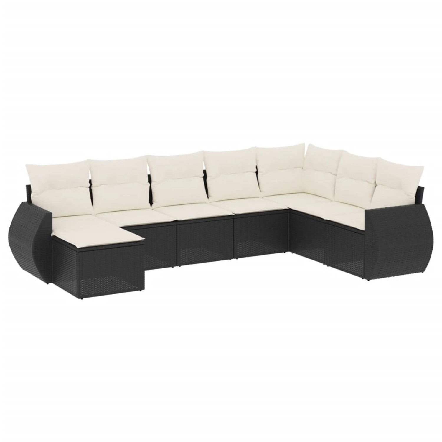 vidaXL 8-Tlg Garten-Sofagarnitur mit Kissen Schwarz Poly Rattan 3254093