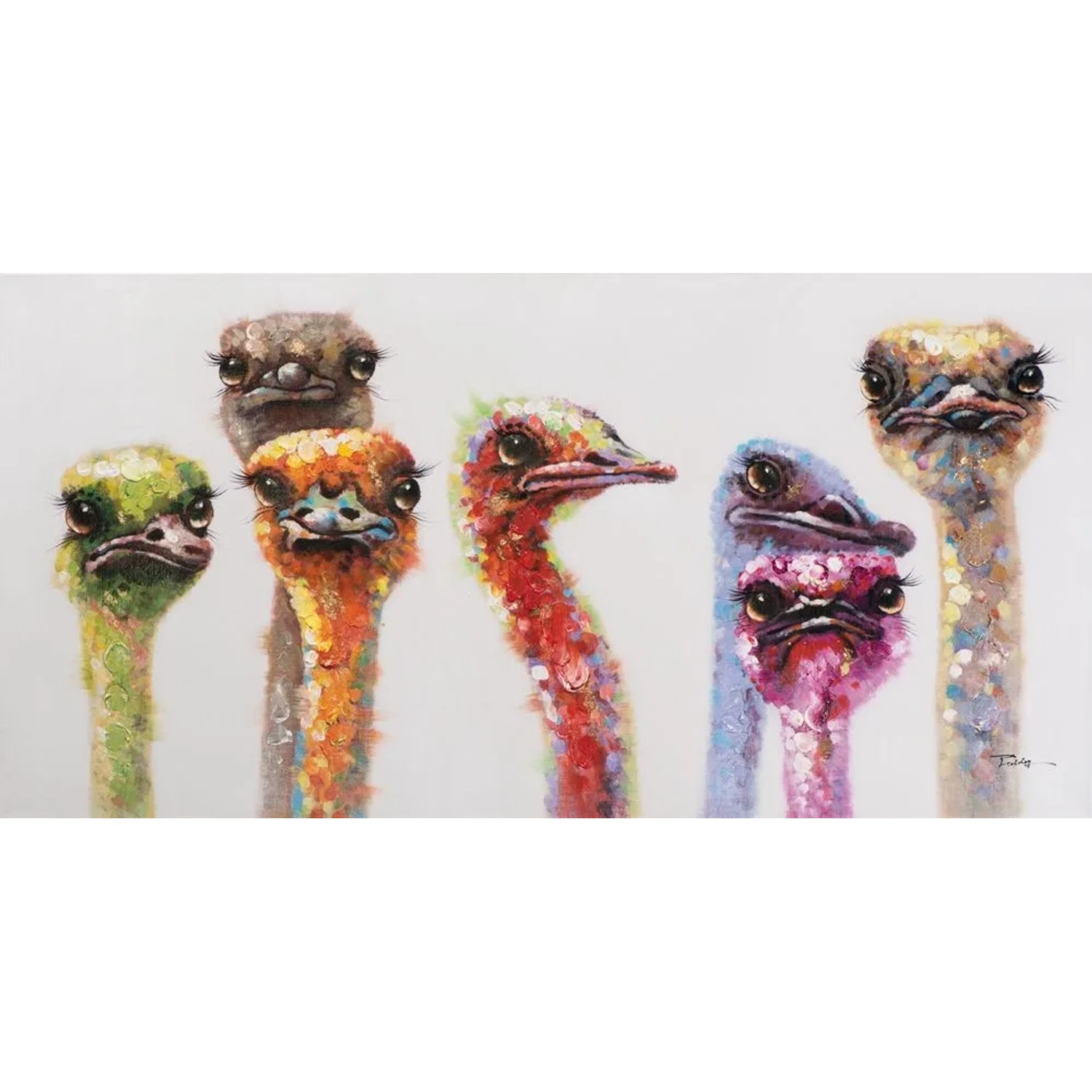 Art Universe Leinwandbild Große Straußenfamilie 70 x 140 cm