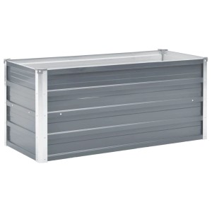 Graues vidaXL Garten-Hochbeet aus Stahl, 100x40x45 cm, ideal für Garten, Balkon oder Terrasse.