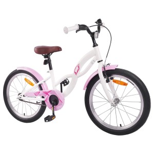 Weißes 20-Zoll-Kinderfahrrad mit rosa Details für Kinder von 6-11 Jahren.