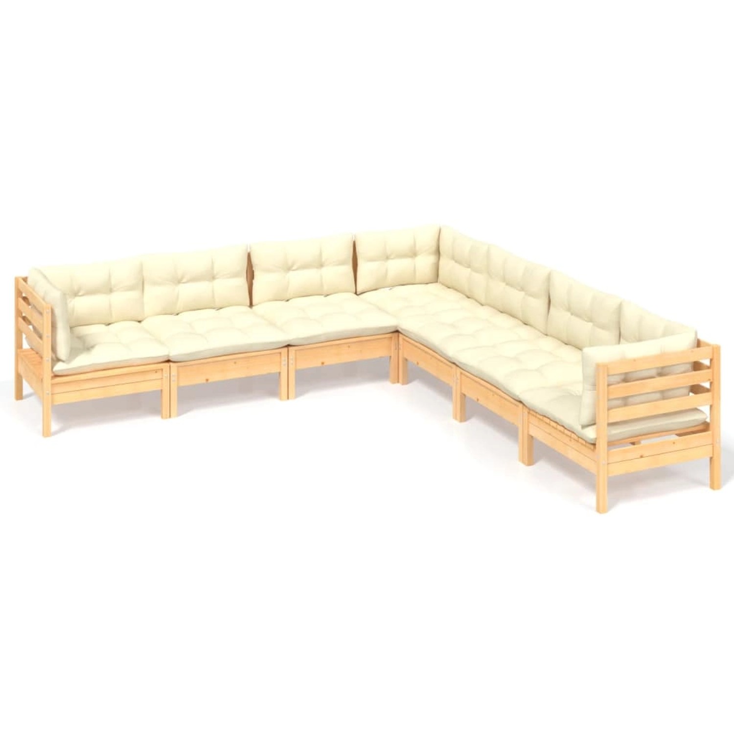 vidaXL 7-tlg Garten-Lounge-Set mit Creme Kissen Massivholz Kiefer Modell 14