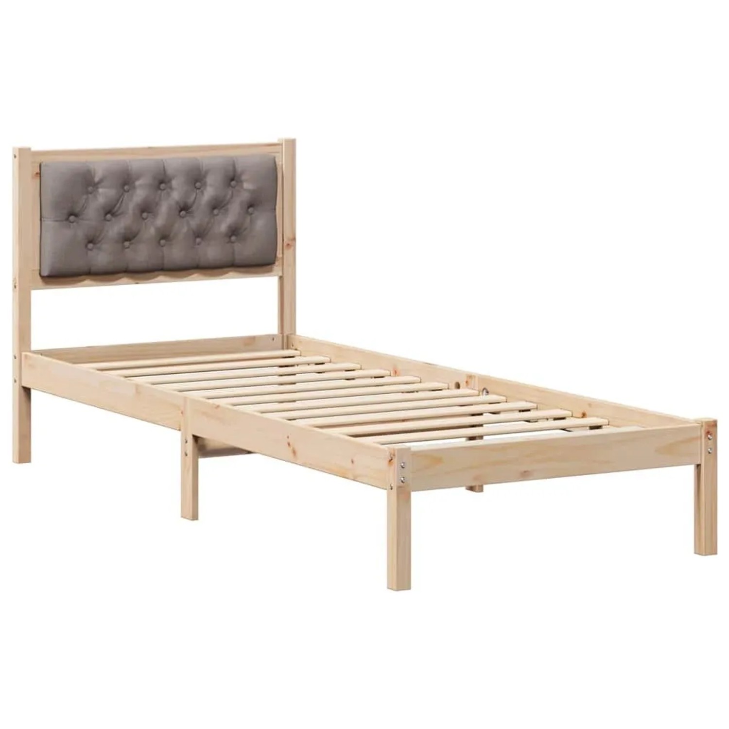 vidaXL Bettrahmen mit Kopfteil Taupe 80 x 200 cm Massives Kiefernholz 878222