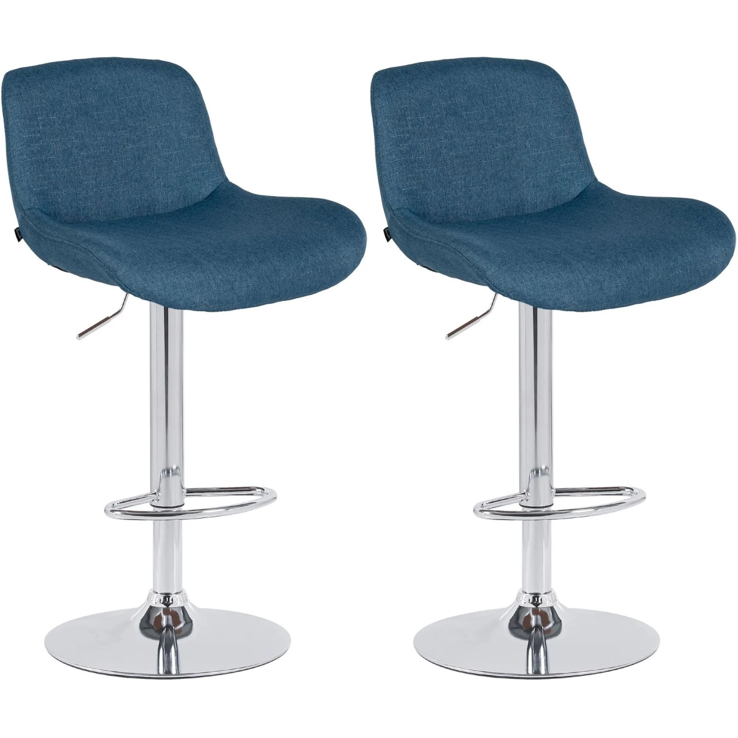 DELUKE 2er Set Barhocker PONOR Stoff Blau 50x50x85cm Silber Barstuhl Höhenverstellbar Mit Lehne Drehbar Tresenhocker Tresenstuhl