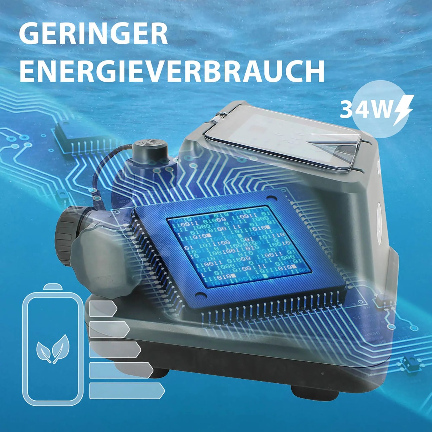Gre 3-in-1 Salzelektrolyseanlage für Pools bis 25m³, energiesparend mit 34W.